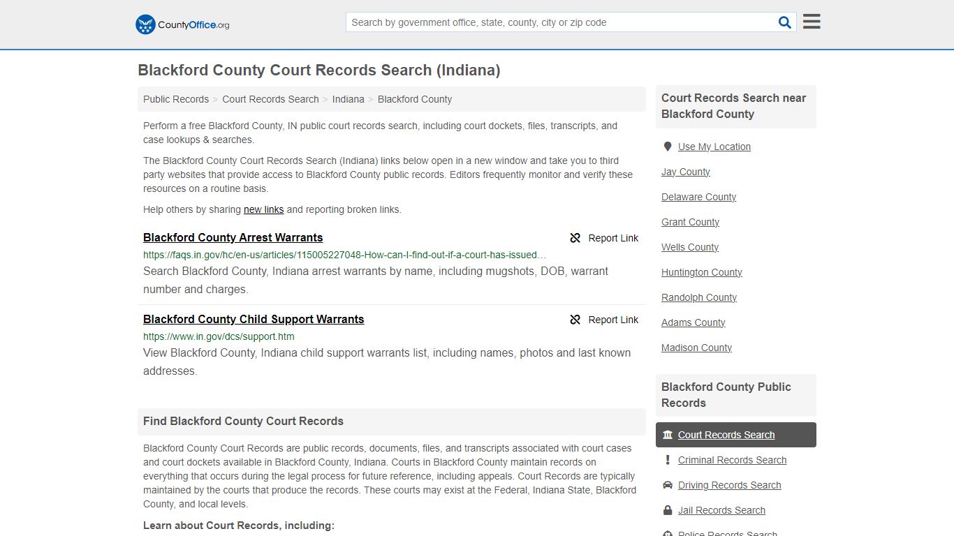 Blackford County Court Records Search (Indiana) - County Office