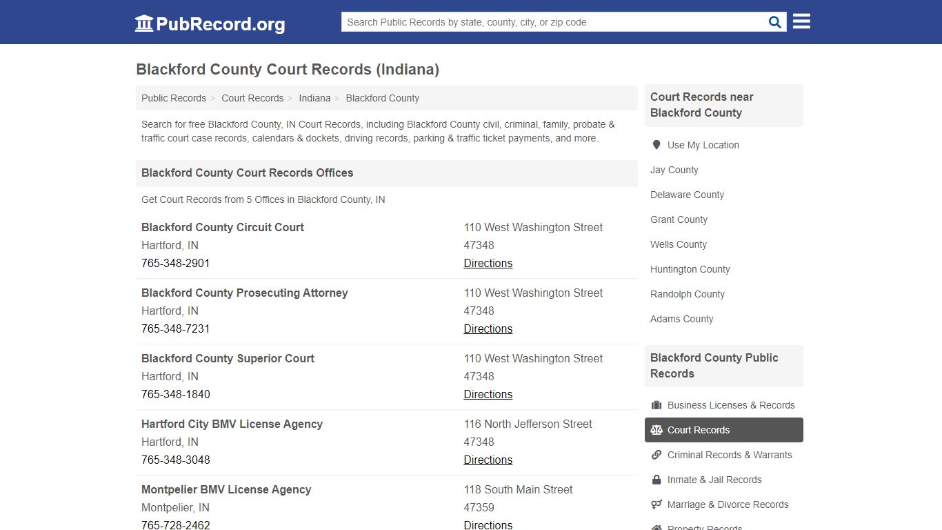 Free Blackford County Court Records (Indiana Court Records) - PubRecord.org