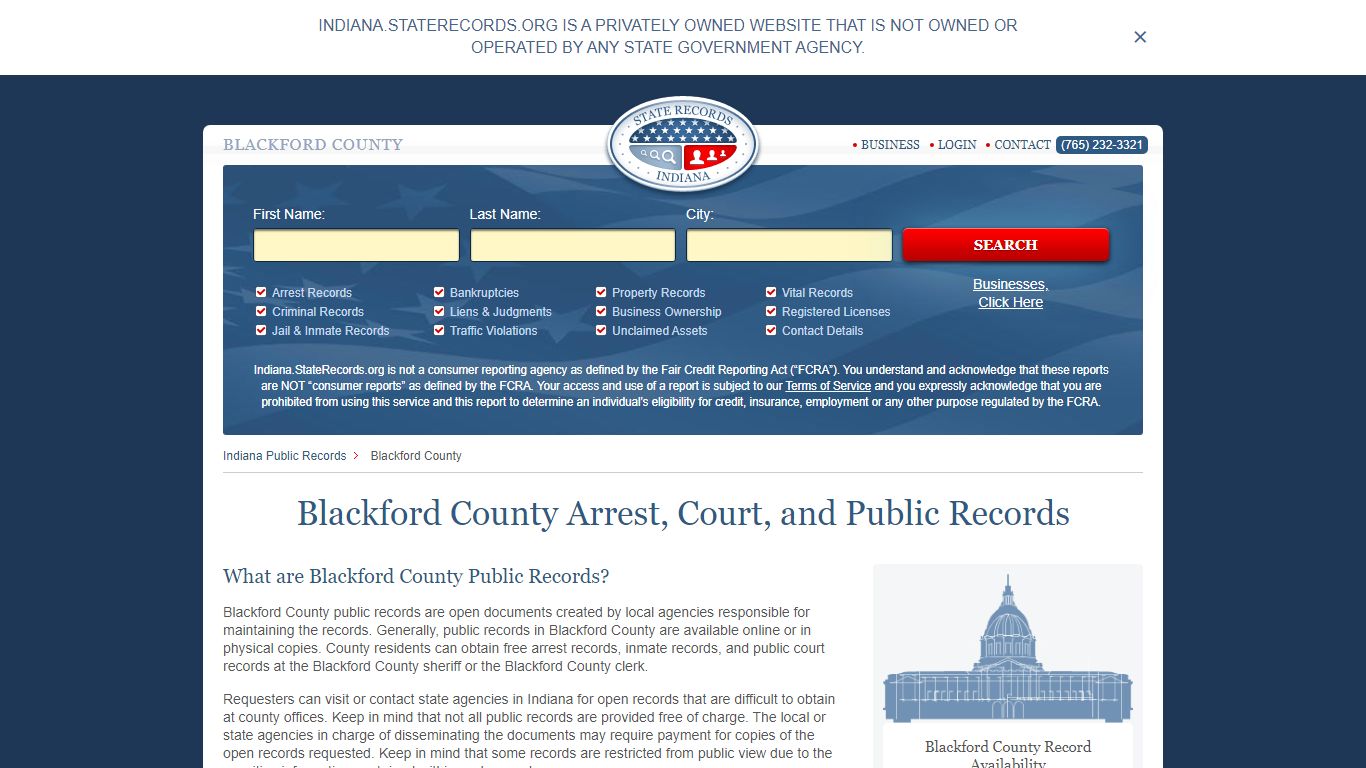 Blackford County Arrest, Court, and Public Records